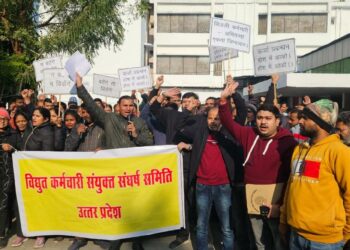 निजीकरण के विरोध में बिजली कर्मियों ने किया प्रदर्शन